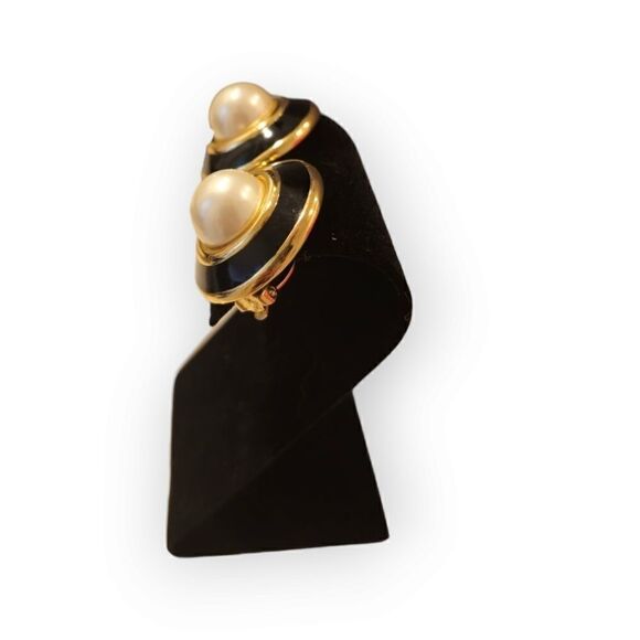 Ciner Vintage 1980s Faux Pearl Clip-back Earrings - Picture 2 of 11